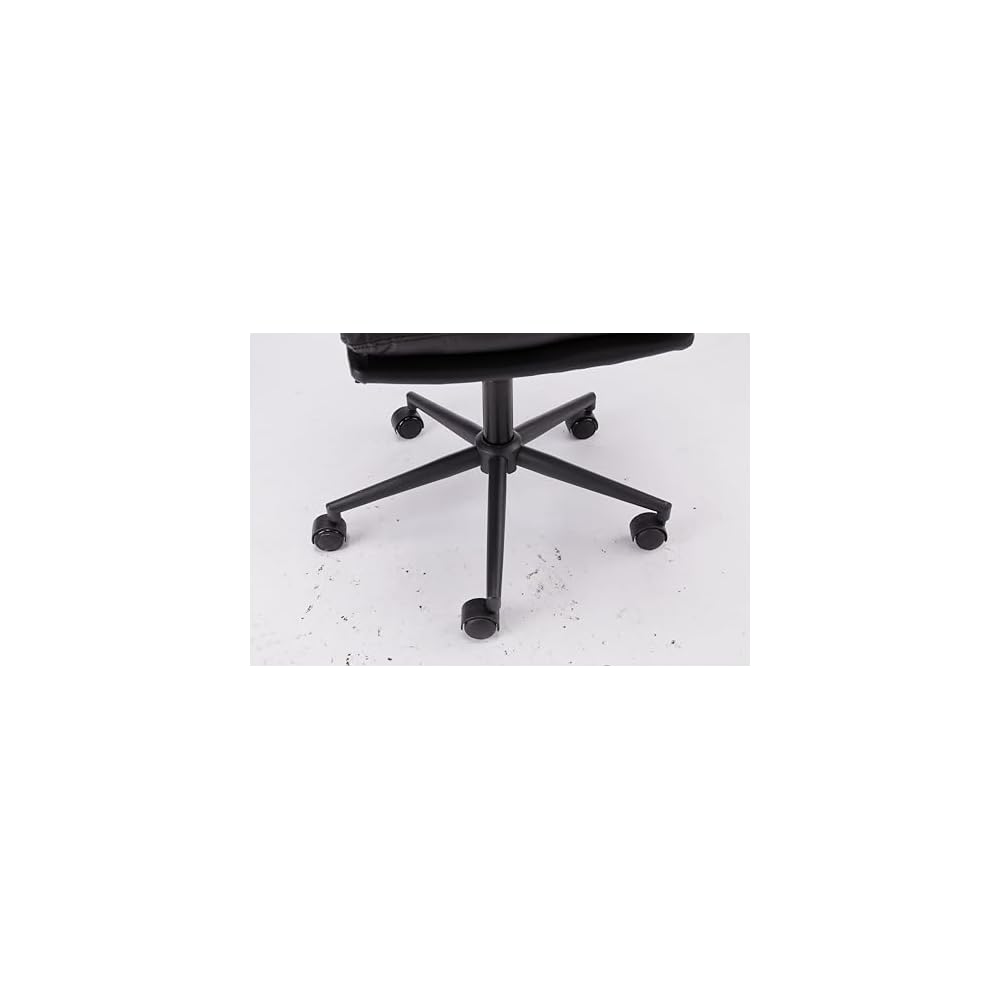 Black Leather Office Chair Mid Back Leather Desk Chair Modern Excutive Office Chair with Arms and Wheels for Home Office