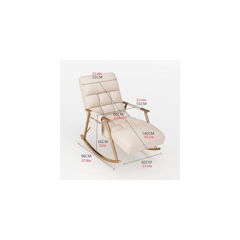 Upholstered Rocking Chair, with Side Pocket, Rocker Chair with Adjustable Backrest, Modern Relax Leisure Chair, Lounge Armchair, Bearing Capacity 150KG, for Bedroom, Living Room (Color : G