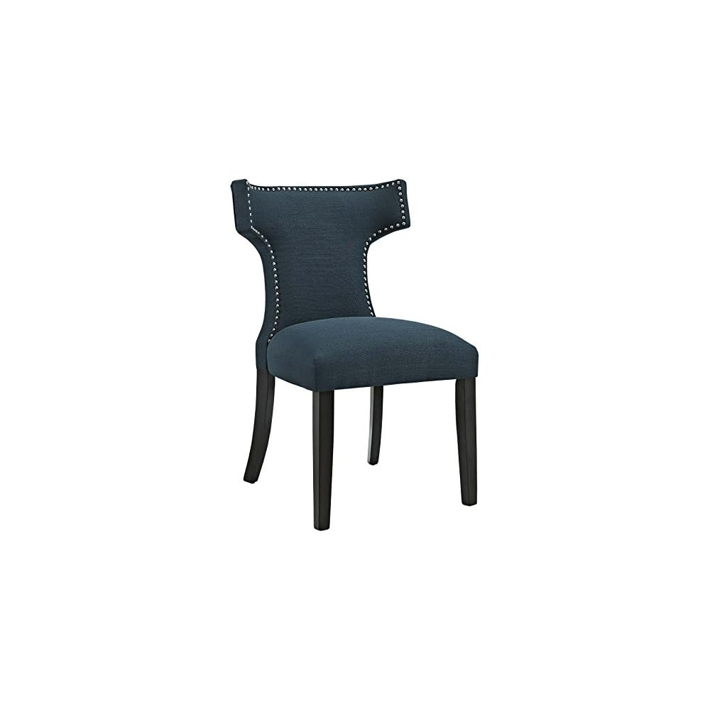 Modway Curve Mid-Century Modern Upholstered Fabric with Nailhead Trim in Azure, One Chair