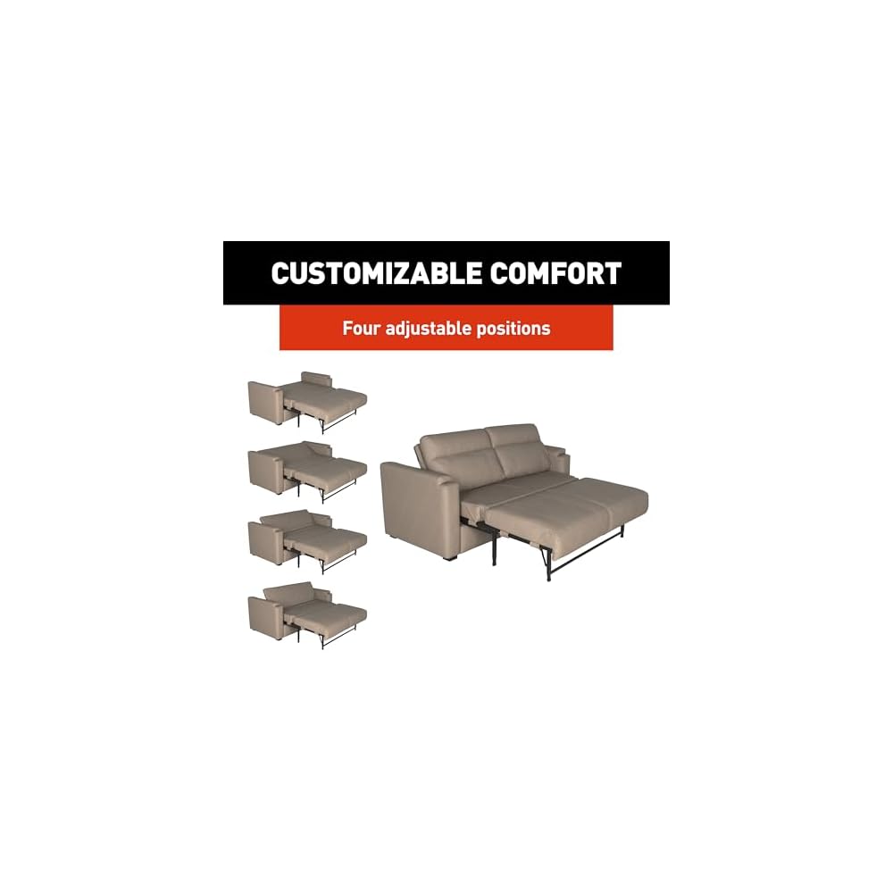 Thomas Payne Signature Heritage Series 62" Driftwood RV Clickback Sleeper Sofa with Automatic, Adjustable Fold-Out Legs, Four Reclining Positions, Easy Transition - 2024044222