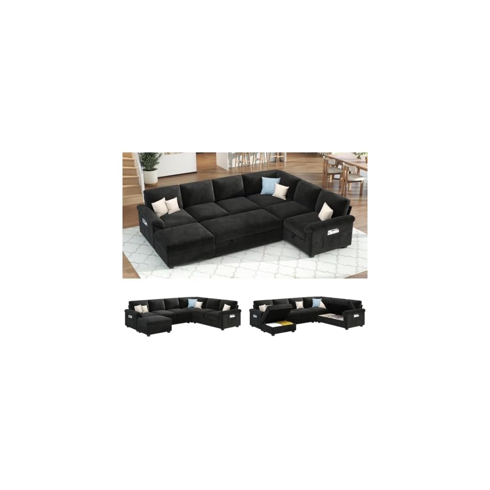 105" Sofa Bed, Sectional Sleeper Sofa, Pull Out Couch with Storage