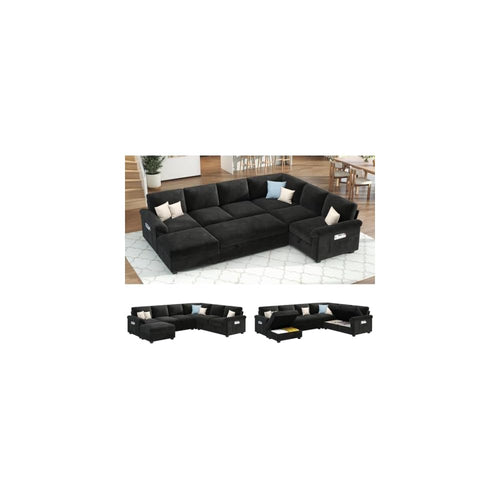 105" Sofa Bed, Sectional Sleeper Sofa, Pull Out Couch with Storage