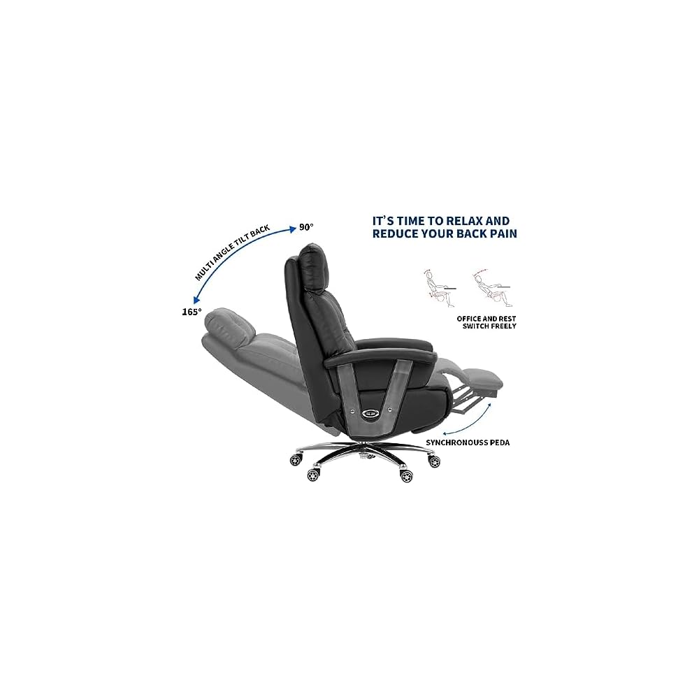 Electric Full Reclining Office Chair with Footstool Management(D)