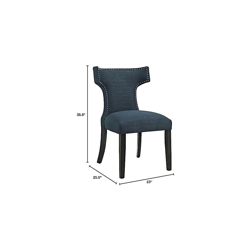 Modway Curve Mid-Century Modern Upholstered Fabric with Nailhead Trim in Azure, One Chair