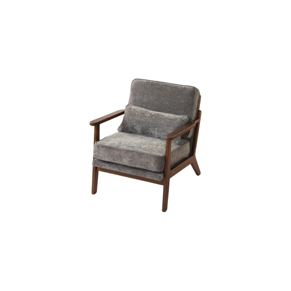 Komene Mid-Century Modern Accent Chair, Arm Chair Living Room Chairs with Pillow Upholstered Reading Chair with Solid Wood Frame & Living Room Bedroom Balcony （Light Heather Grey）