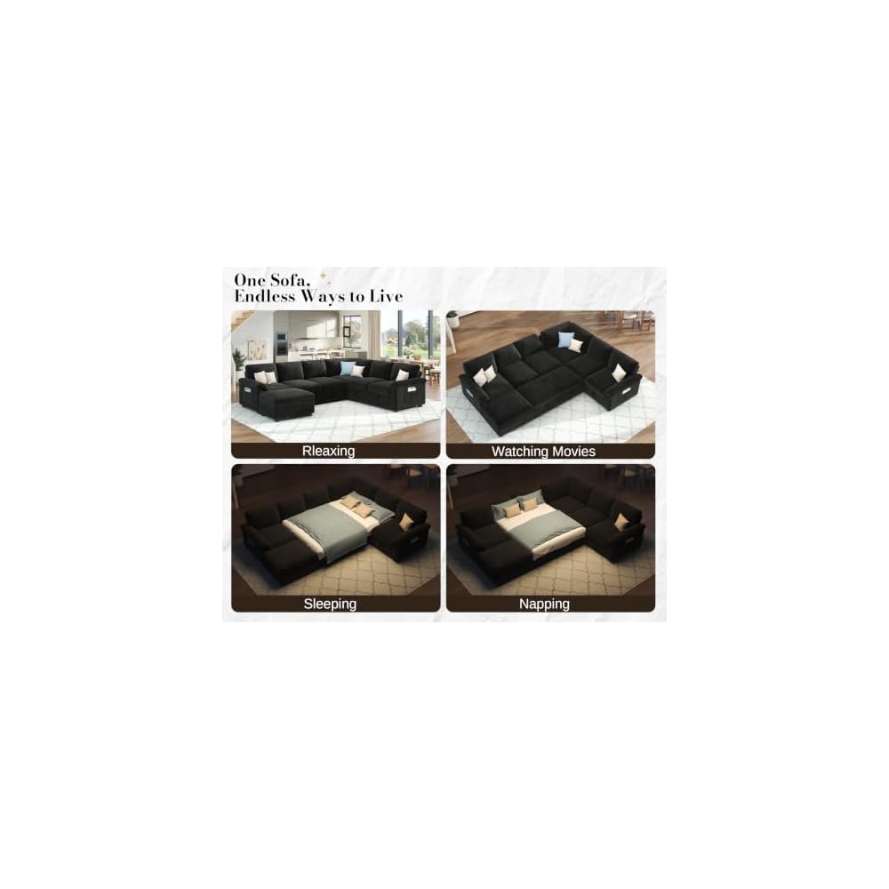 105" Sofa Bed, Sectional Sleeper Sofa, Pull Out Couch with Storage