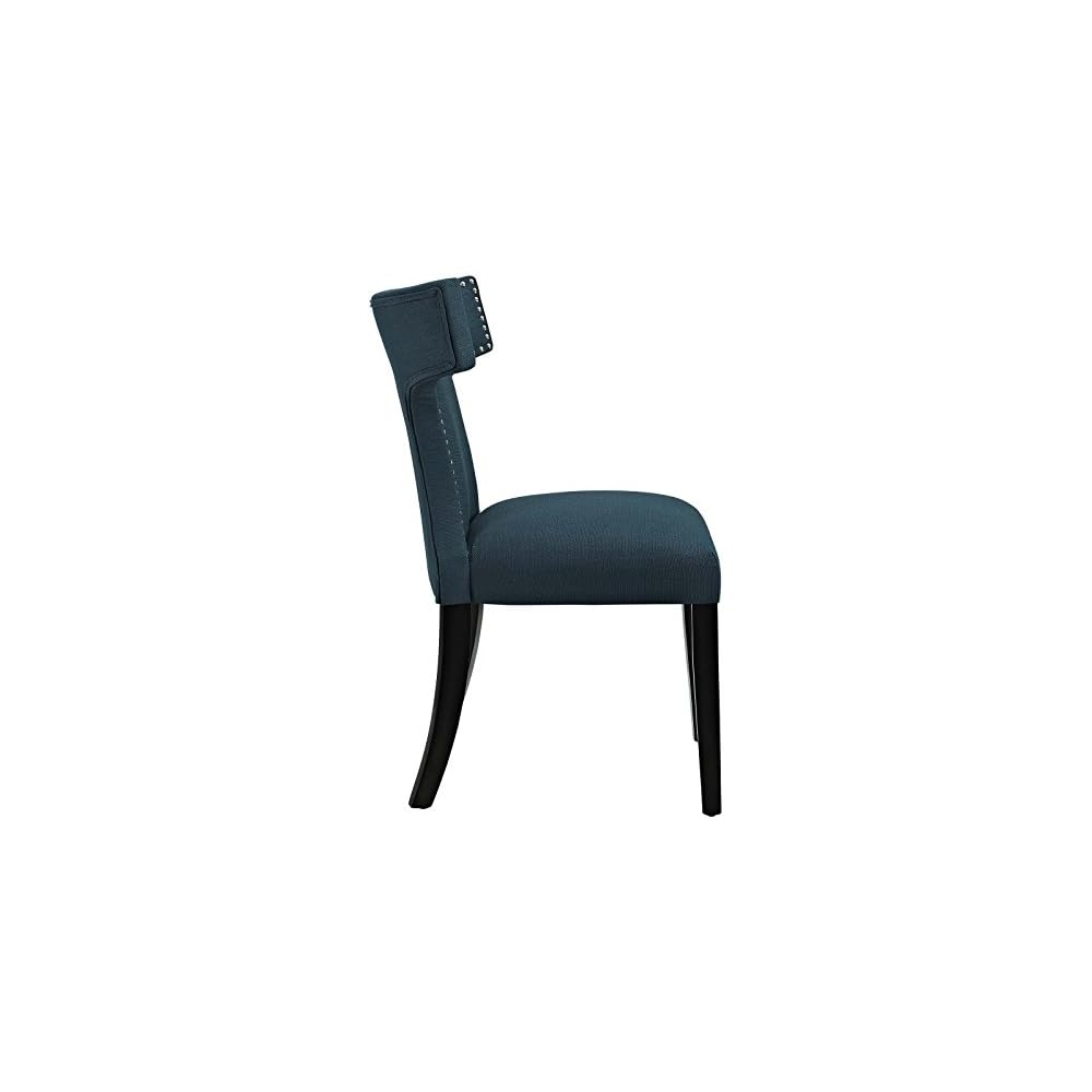 Modway Curve Mid-Century Modern Upholstered Fabric with Nailhead Trim in Azure, One Chair