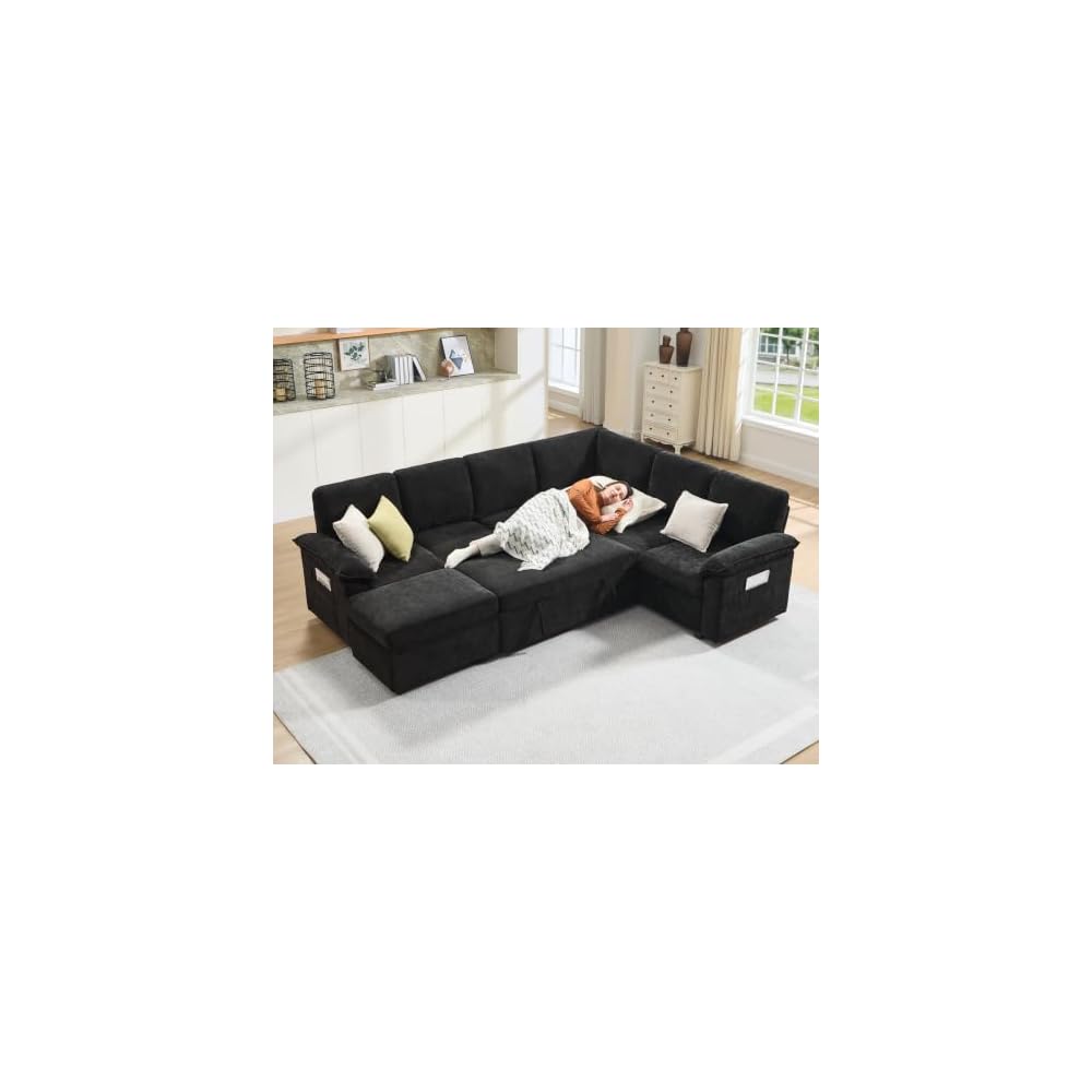 105" Sofa Bed, Sectional Sleeper Sofa, Pull Out Couch with Storage