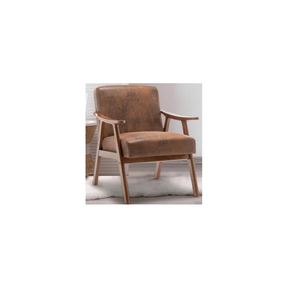 Komene Mid-Century Modern Accent Chair, Arm Chair Living Room Chairs with Pillow Upholstered Reading Chair with Solid Wood Frame & Living Room Bedroom Balcony （Light Heather Grey）