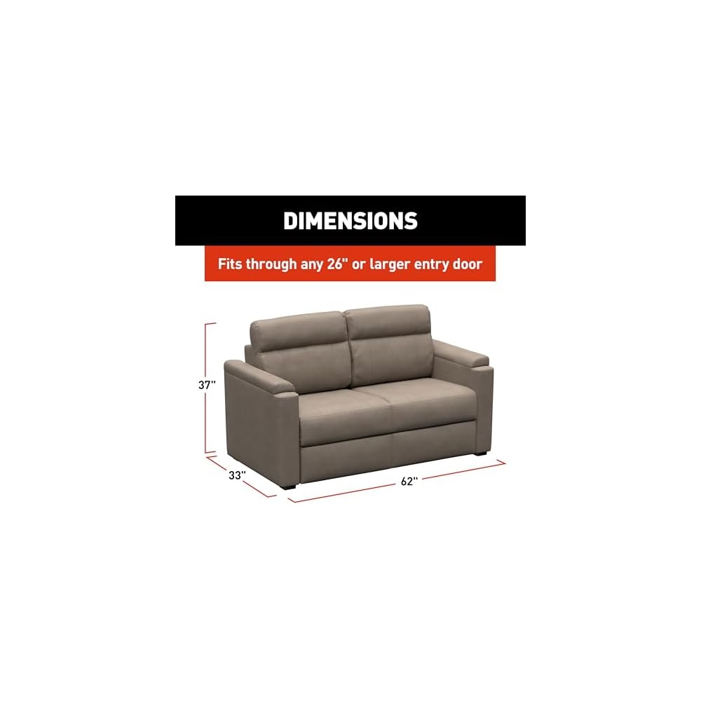 Thomas Payne Signature Heritage Series 62" Driftwood RV Clickback Sleeper Sofa with Automatic, Adjustable Fold-Out Legs, Four Reclining Positions, Easy Transition - 2024044222