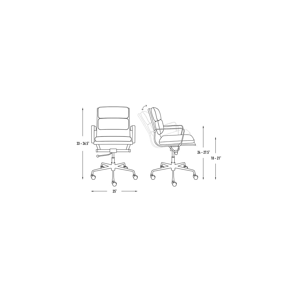 Laura Davidson Furniture SOHO II Padded Management Office Chair - Mid Back Desk Chair with Arm Rest, Swivel & Cushion Availability, Made of Faux Leather, Blue, Computer Chair