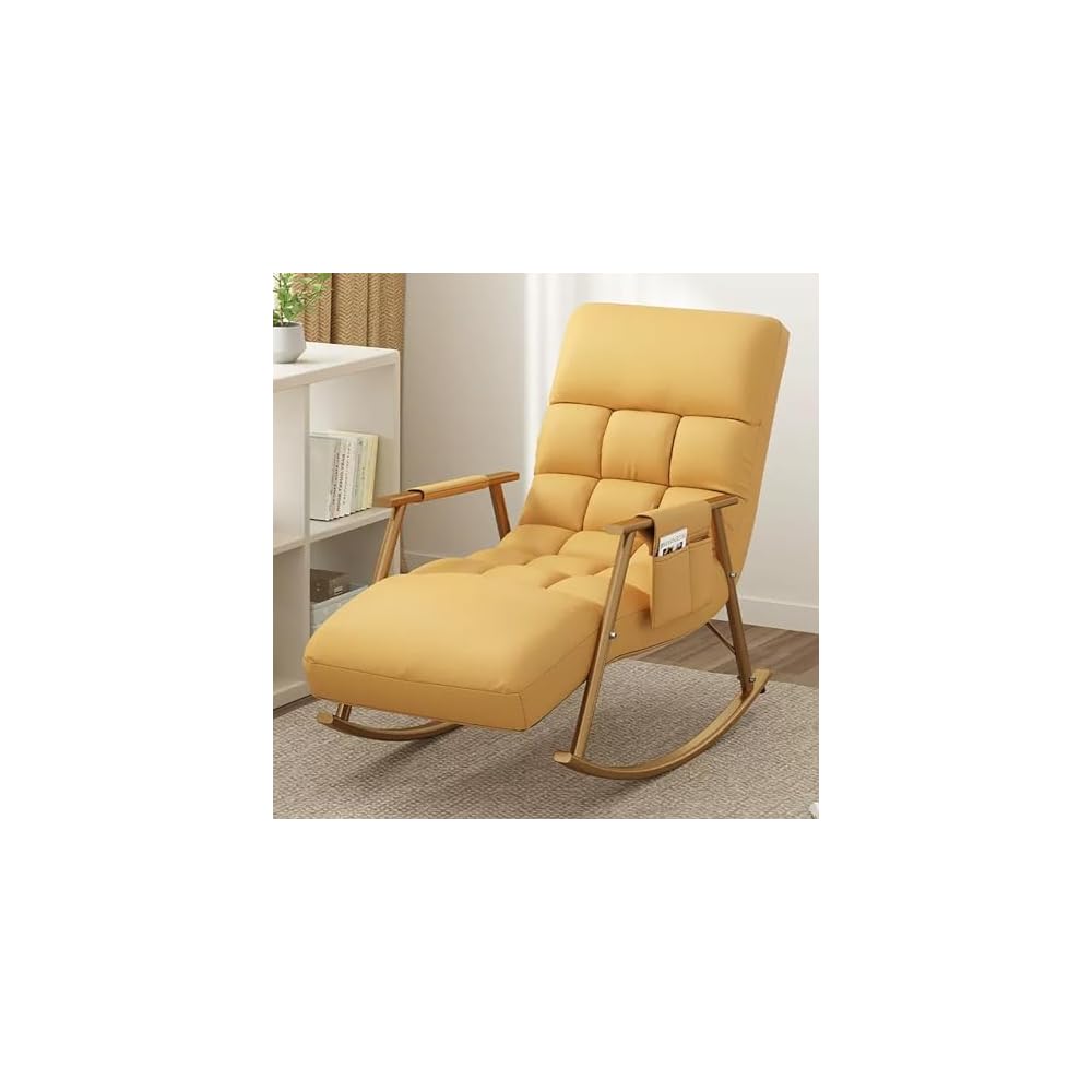 Upholstered Rocking Chair, with Side Pocket, Rocker Chair with Adjustable Backrest, Modern Relax Leisure Chair, Lounge Armchair, Bearing Capacity 150KG, for Bedroom, Living Room (Color : G