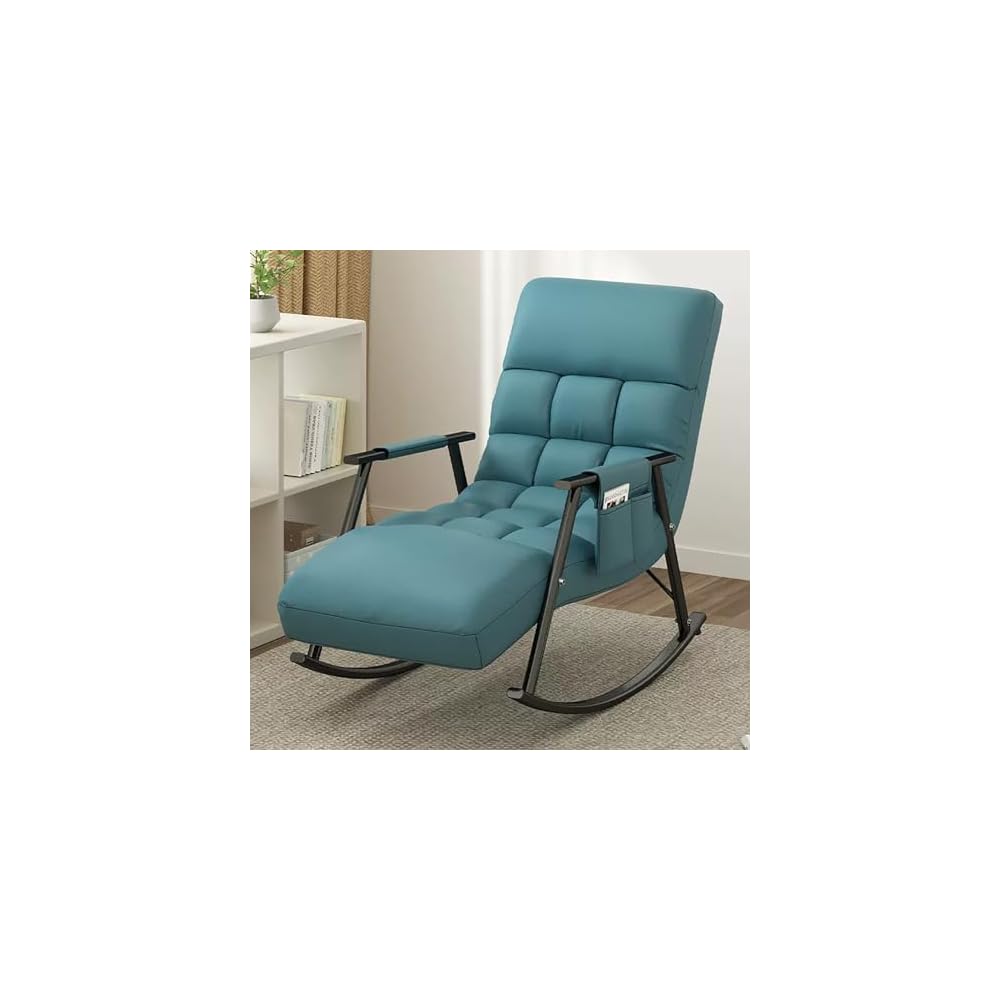 Upholstered Rocking Chair, with Side Pocket, Rocker Chair with Adjustable Backrest, Modern Relax Leisure Chair, Lounge Armchair, Bearing Capacity 150KG, for Bedroom, Living Room (Color : G