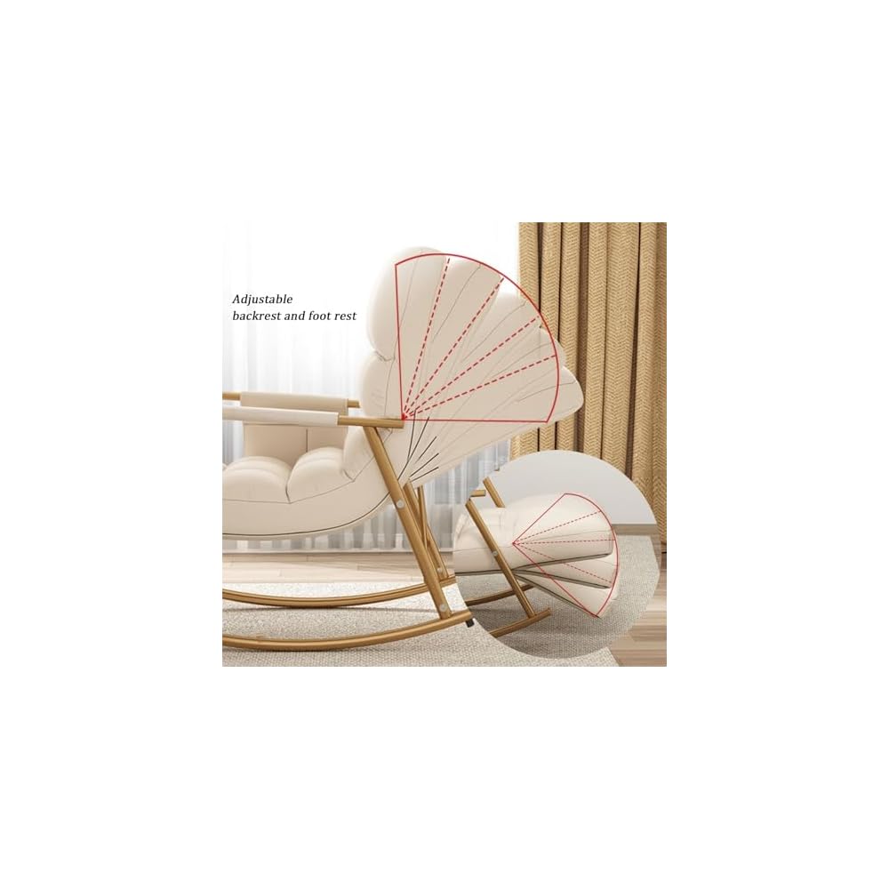 Upholstered Rocking Chair, with Side Pocket, Rocker Chair with Adjustable Backrest, Modern Relax Leisure Chair, Lounge Armchair, Bearing Capacity 150KG, for Bedroom, Living Room (Color : G