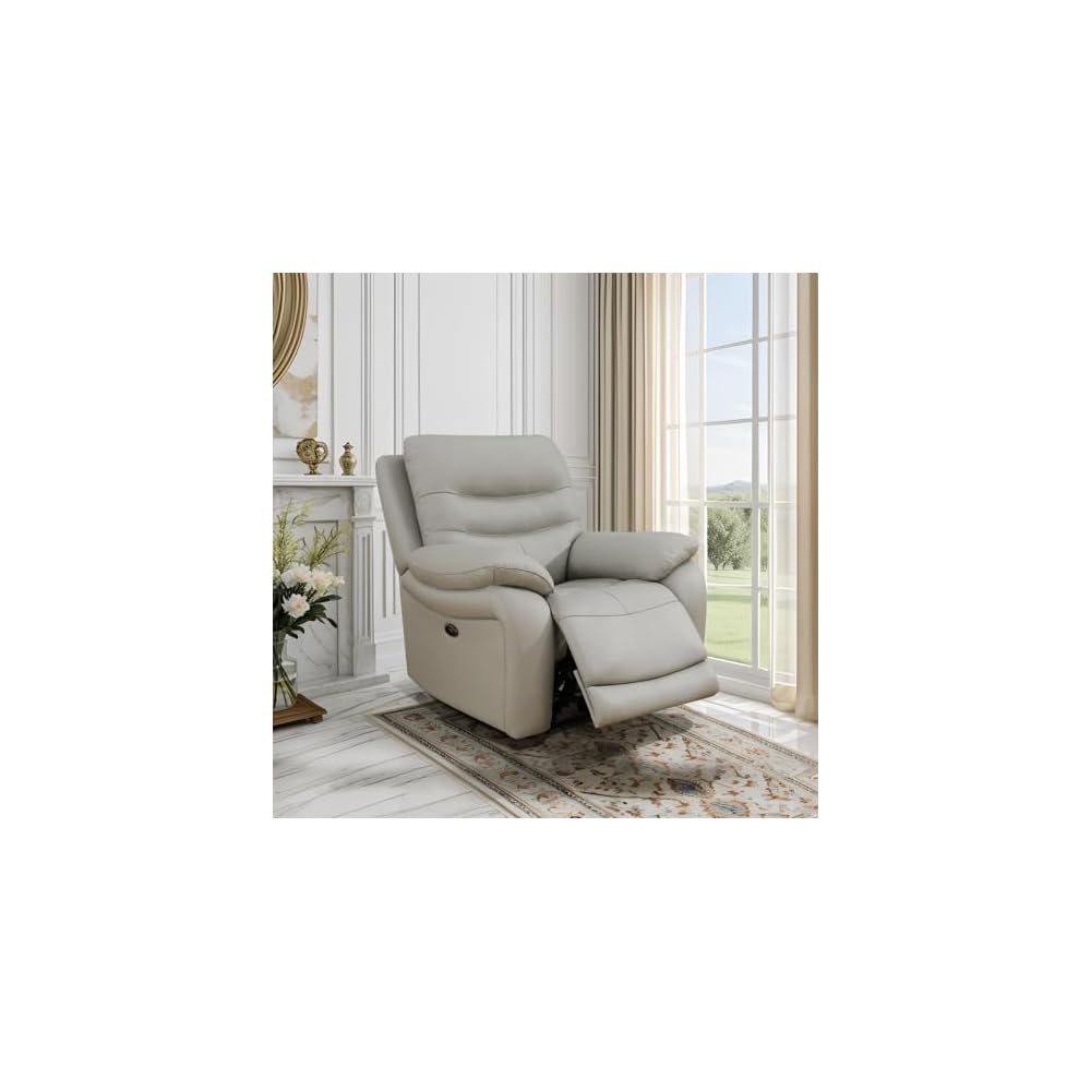 1-seat Recliner Chair Grey Genuine Leather Living Room