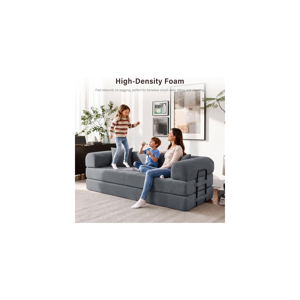 79" Convertible Sofa Bed, Boneless Sleeper Futon Couch for Living Room