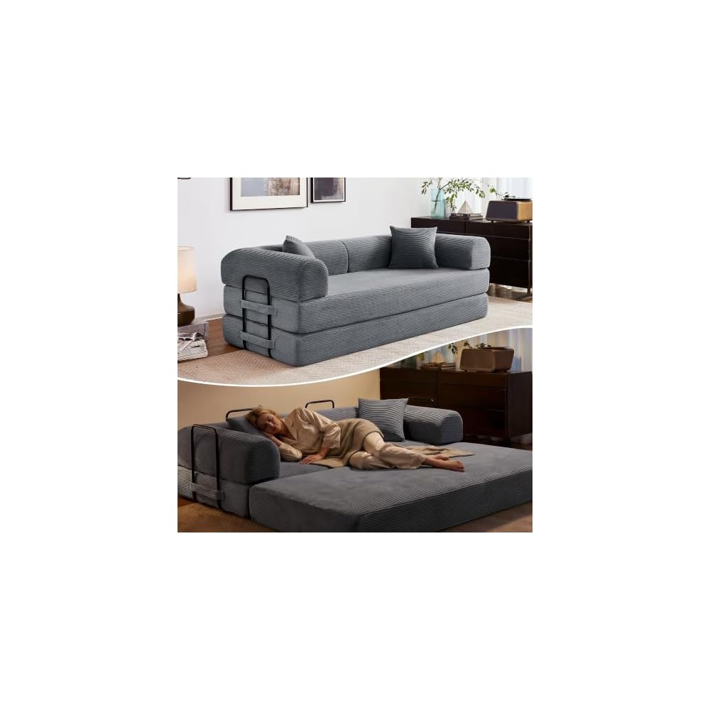 79" Convertible Sofa Bed, Boneless Sleeper Futon Couch for Living Room