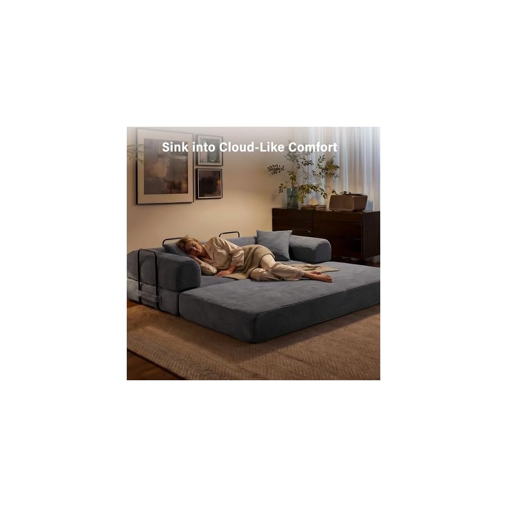 79" Convertible Sofa Bed, Boneless Sleeper Futon Couch for Living Room