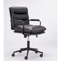 Black Leather Office Chair Mid Back Leather Desk Chair Modern Excutive Office Chair with Arms and Wheels for Home Office