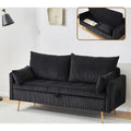 Furnimart 2 Seater Loveseat with Storage, 61" Corduroy Couch for Small Living Room, Bedroom, Tiny Homes & Lofts, Black