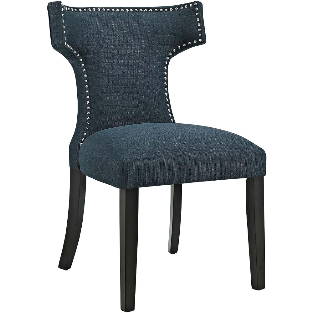 Modway Curve Mid-Century Modern Upholstered Fabric with Nailhead Trim in Azure, One Chair